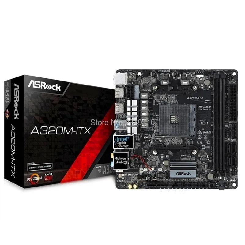 Новая материнская плата A320 AM4 MINI-ITX ITX HTPC для настольной платы ASRock A320M-ITX USB3.1 M.2 DDR4 |