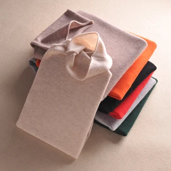 

MERRILAMB Winter Women Cashmere Wool Blend Sweater Tops Long Sleeve Solid Slim Turtleneck Jumper Female Chic Elegance Pullovers