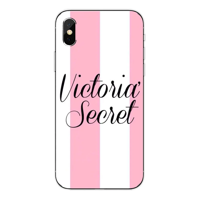 Hot moda Cor rosa Victoria secret case para For iPhone 4 5 6 7 8 Plus X XR Claro listra macio Soft TPU tampa Do Telefone Coque