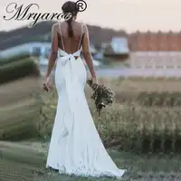 Mryarce Elegant Crepe Mermaid Wedding Dress Amazing Bow Open Back Flexible Bridal Dresses Wedding Gowns