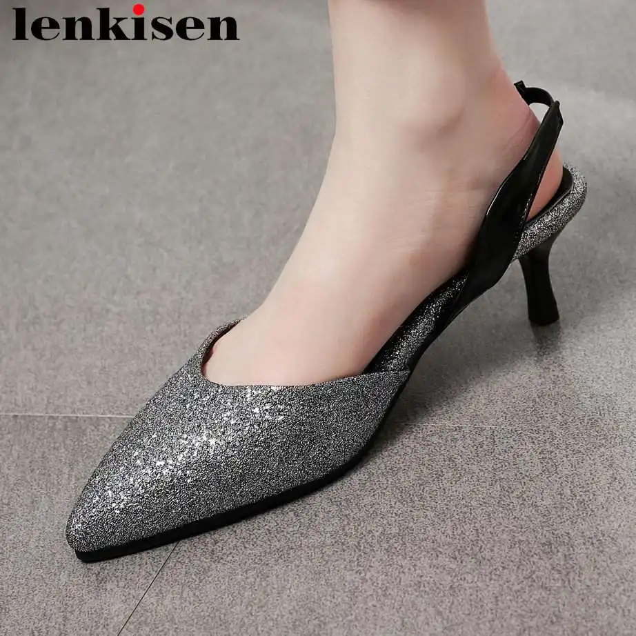 

2019 pretty girls large suze PU kitten med heels slingback summer hollow women sandals pointed toe dancer party oxford shoe L7f7