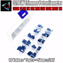 50 шт./лот 3296 Вт многооборотный Подстроечный резистор потенциометра Комплект Высокая Точность 3296 переменный резистор 500R 1K 2K 5K 10K 20K 50K 100K 200K 1M