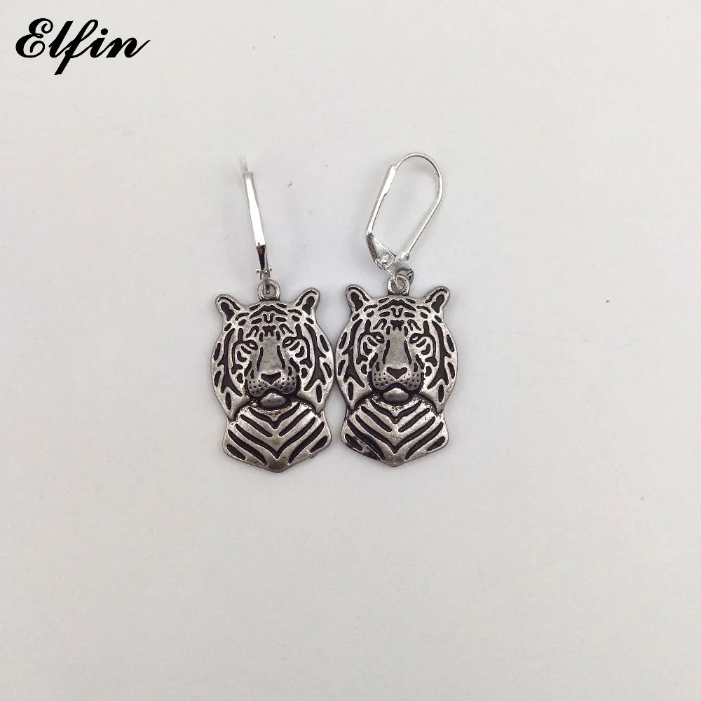 Elfin Wholesale New Trendy Tiger Earings Fashion Jewelry Antique Silver