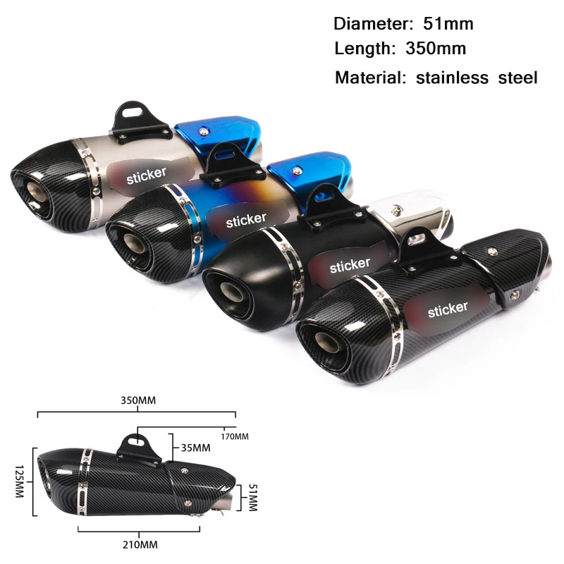 Мото-выхлопная труба глушителя изменение 350 мм нержавеющая сталь Глушитель для мотоцикла система дБ убийца для 38-51 мм ATV Autobike скутер