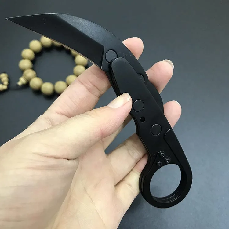 440C Нержавеющая Сталь Открытый EDC выживания Morphing Karambit Многофункциональный механический складной кемпинг режущий канат коготь нож - Цвет: Type1-Black