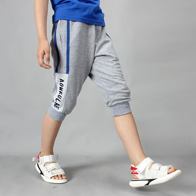 Модные детские летние пляжные шорты для мальчиков штаны для подростков детские повседневные штаны для маленьких мальчиков, спортивные шорты с буквенным принтом - Цвет: 5905 Gray
