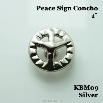 

(KBM09) 10pc 1" (2.5 cm) Western Peace Sign Concho Leather Saddle Tack Concho Silver