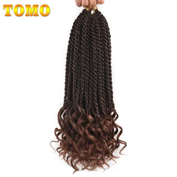 

TOMO Crochet Braids Wave End 12Strands 18Inch Synthetic Curly Senegalese Twist 100g/Pack Ombre Soft Natural Braiding Hair Black