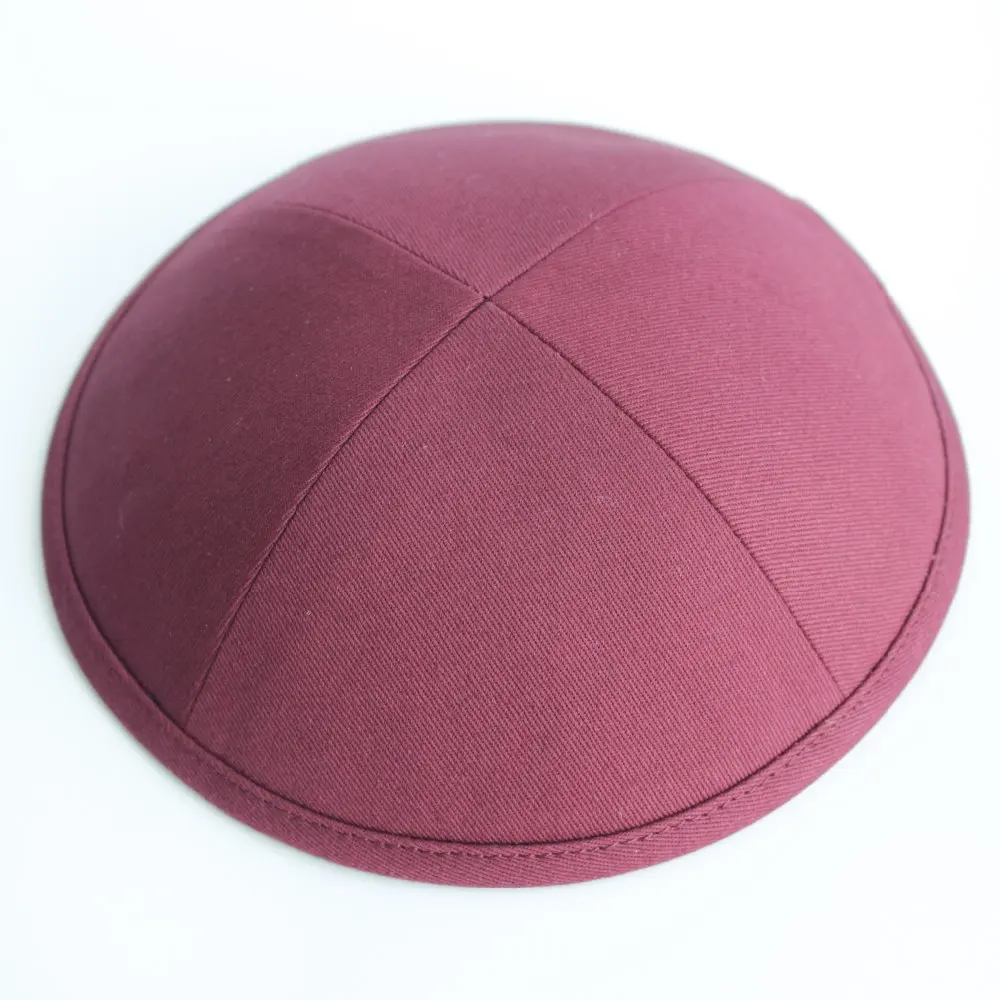 Burgundy color cotton twill kippot Jewish Yarmulke Kippah Kippot 19cm
