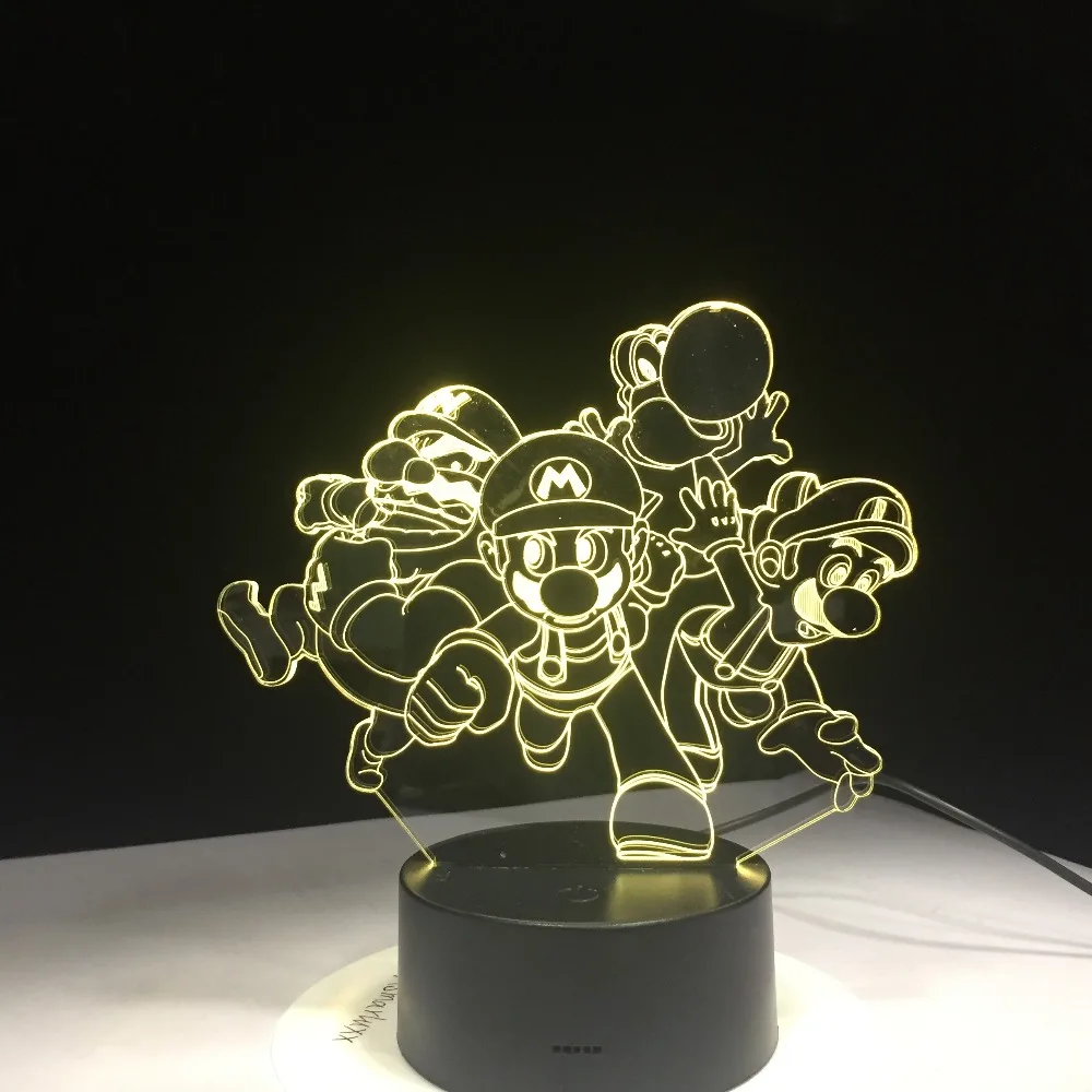 Супер Марио Bros Luigi Toad Dragon 3D настольная лампа USB акрил супер подарок для детей детский ночник подсветка для детской комнаты