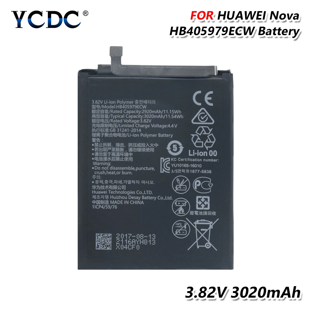 Литиевая аккумуляторная батарея HB405979ECW для huawei Nova Honor 6A 6C P9 Lite Mini Y5 Li-Ion Li-Po литиевая батарея для телефона