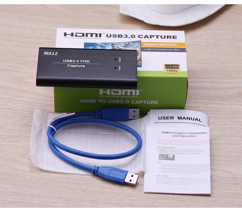 USB3.0 HDMI 4K 60Hz Карта видеозахвата hdmi-usb видео запись коробка ключ игра потокового живого потока вещания с микрофонным входом - Цвет: 2 Port with Package