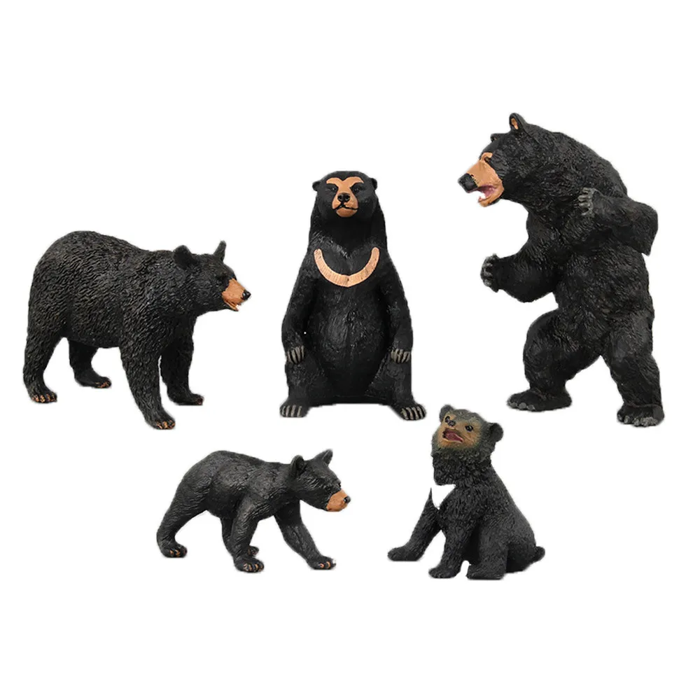 

MUQGEW Hand-Made Toy Simulation Mini Cool Black Bear Animal Model Ornament Toys Educational Toy Gifts for Kids Action Figure