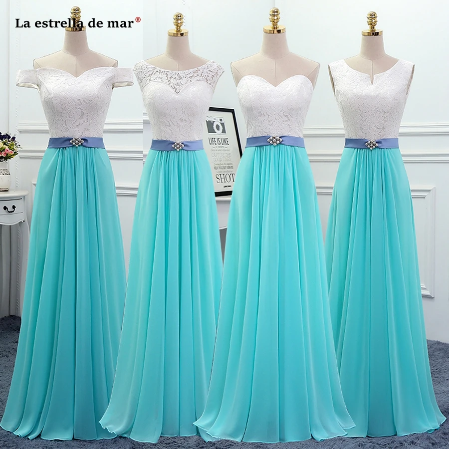 turquoise and white bridesmaid dresses 