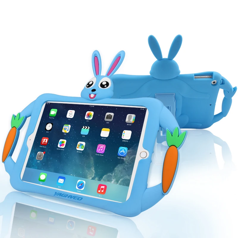 

Silicone Rabbit Case for new iPad 2018 2017 air 1 Soft Cover Tablet Stand Holder for iPad a1893 a1954 a1822 a1823 9.7 inch