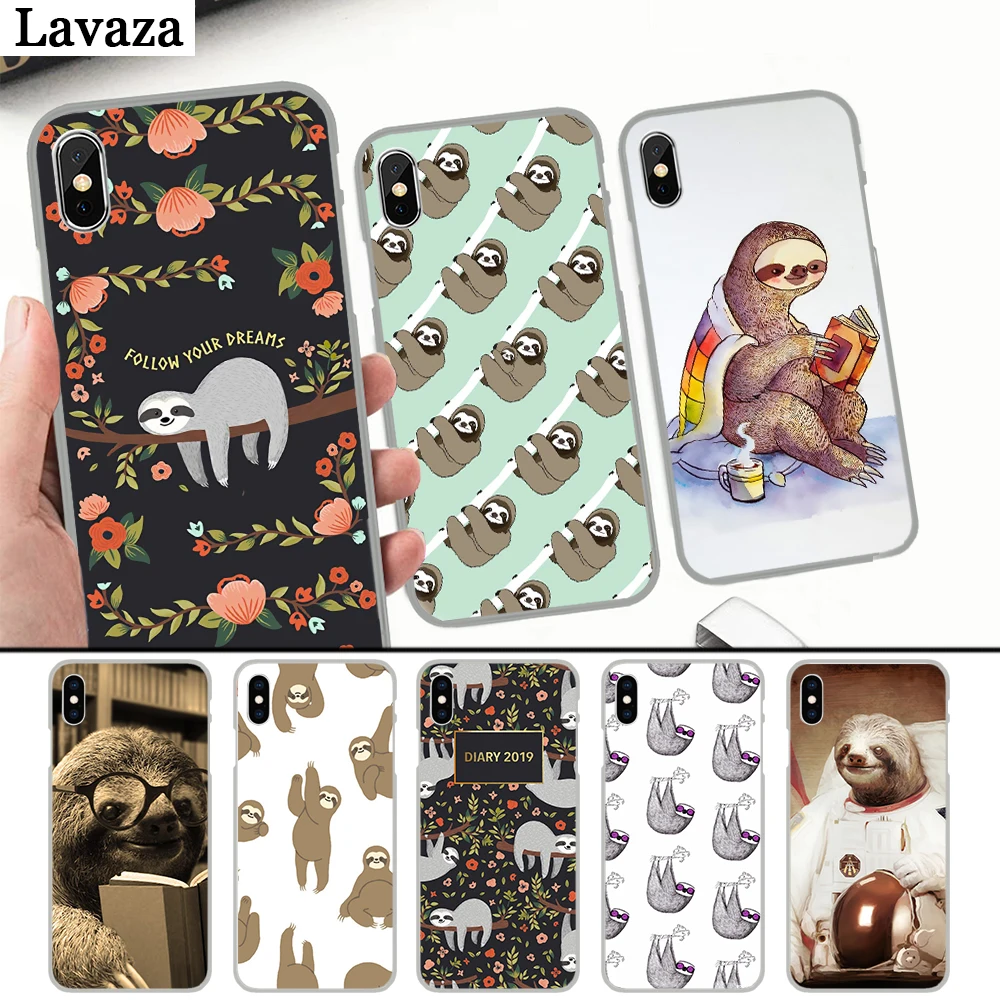 

Lavaza Grey Sloths and Flowers Pattern Hard Case for iPhone 4 4S 5 5S 5C 6 6S 7 8 Plus X XS MAX XR
