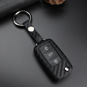 

Carbon Fiber Pattern Car Key Cover Case For Skoda Yeti Superb Rapid Octavia 2 A7 A5 Fabia For Seat Ibiza Leon For Volkswagen B5