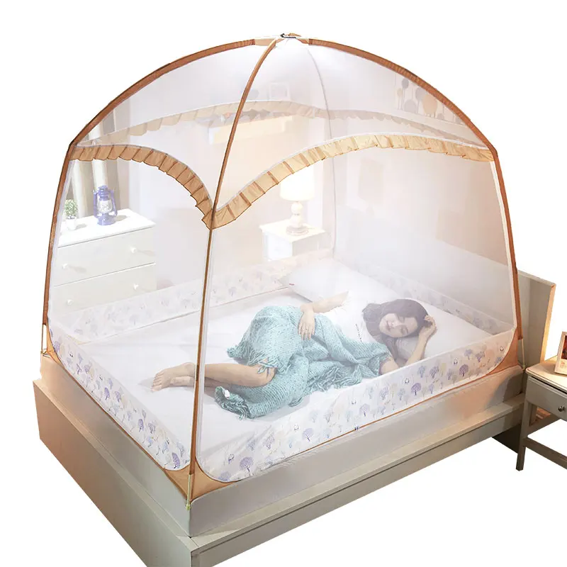 Folded Mosquito Net For Double Bed Three Door Insect Mosquitera Bed