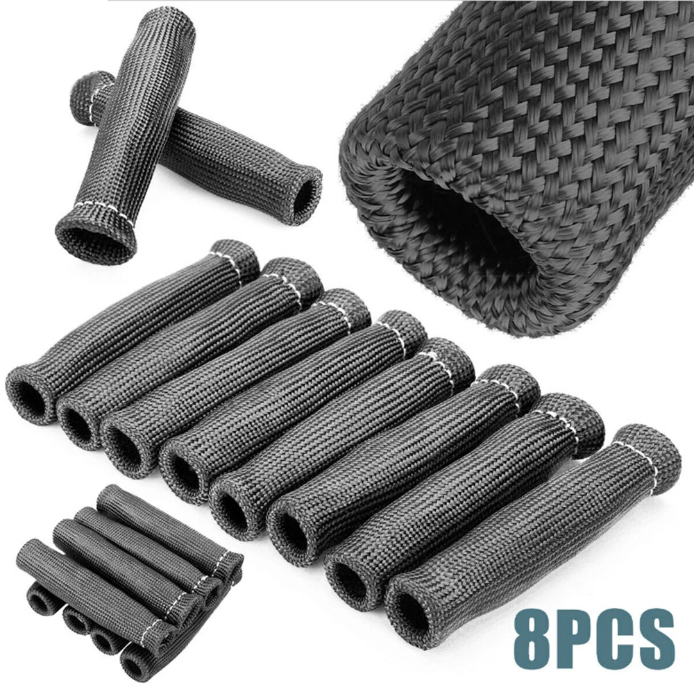 

8 Pcs Car Spark Plug Wire Boot Protector Sleeve Heat Shield Cover Protector Black Sleeve Heat Shield Cover for GM Chevy GMC OLDS