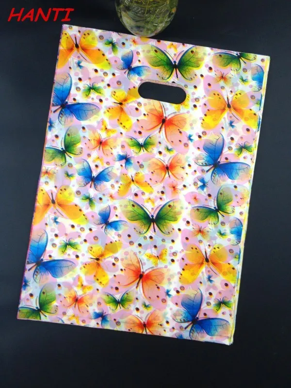 Wholesale 100pcs/lot Butterflies Print Large Plastic Bag 30x40cm