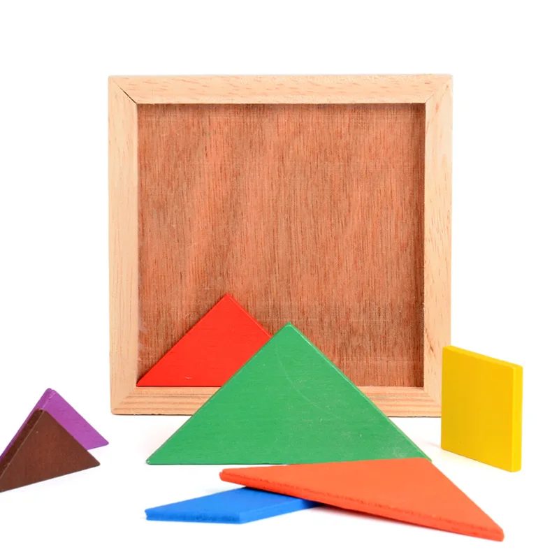 Деревянные Tangram 7 частей головоломки красочные геометрические формы квадрат IQ игры головоломки интеллектуальные Обучающие игрушки для детей