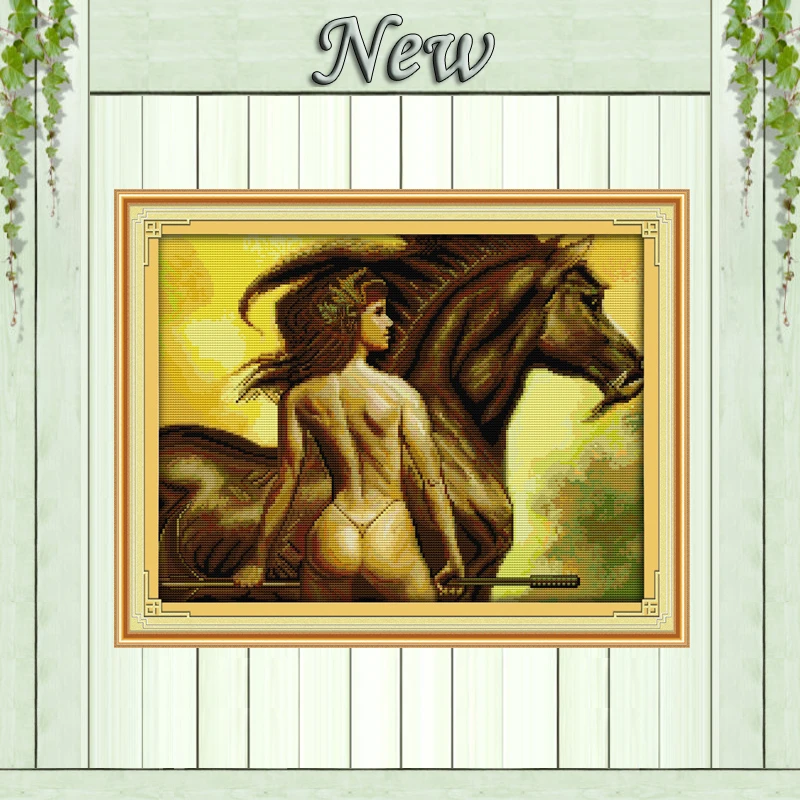 

Rivalry sexy fighting girl painting Counted Print on canvas DMC 11CT 14CT Cross Stitch kits Needlework Set embroidery Home Decor