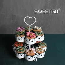 Кекс Подставки два уровня белый свадебный торт Таблички домашней выпечки Кондитерская Дисплей Инструменты для тортов партии Свадебные украшения