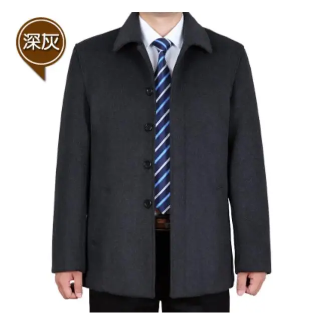 S-4XL, зимний мужской коммерческий кашемировый плащ, утолщенная шерстяная верхняя одежда, пальто, плюс размер, термальный Тренч выше колена - Цвет: dark gray