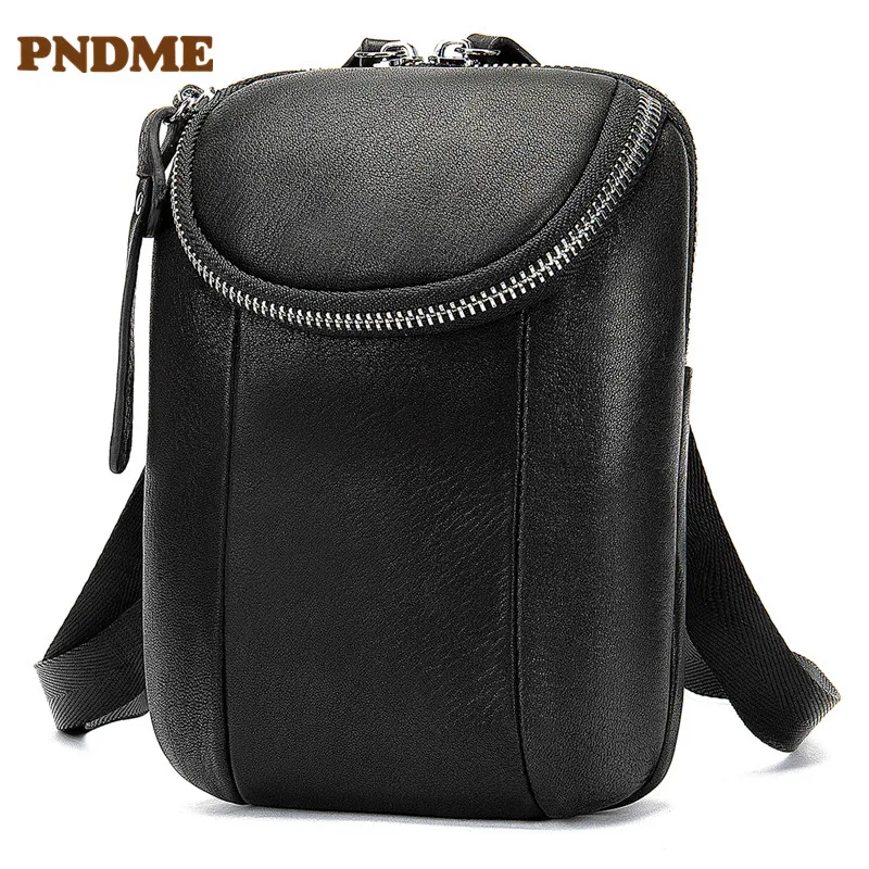 

Casual simple black genuine leather men's shoulder bag high quality soft first layer cowhide designer light messenger bags
