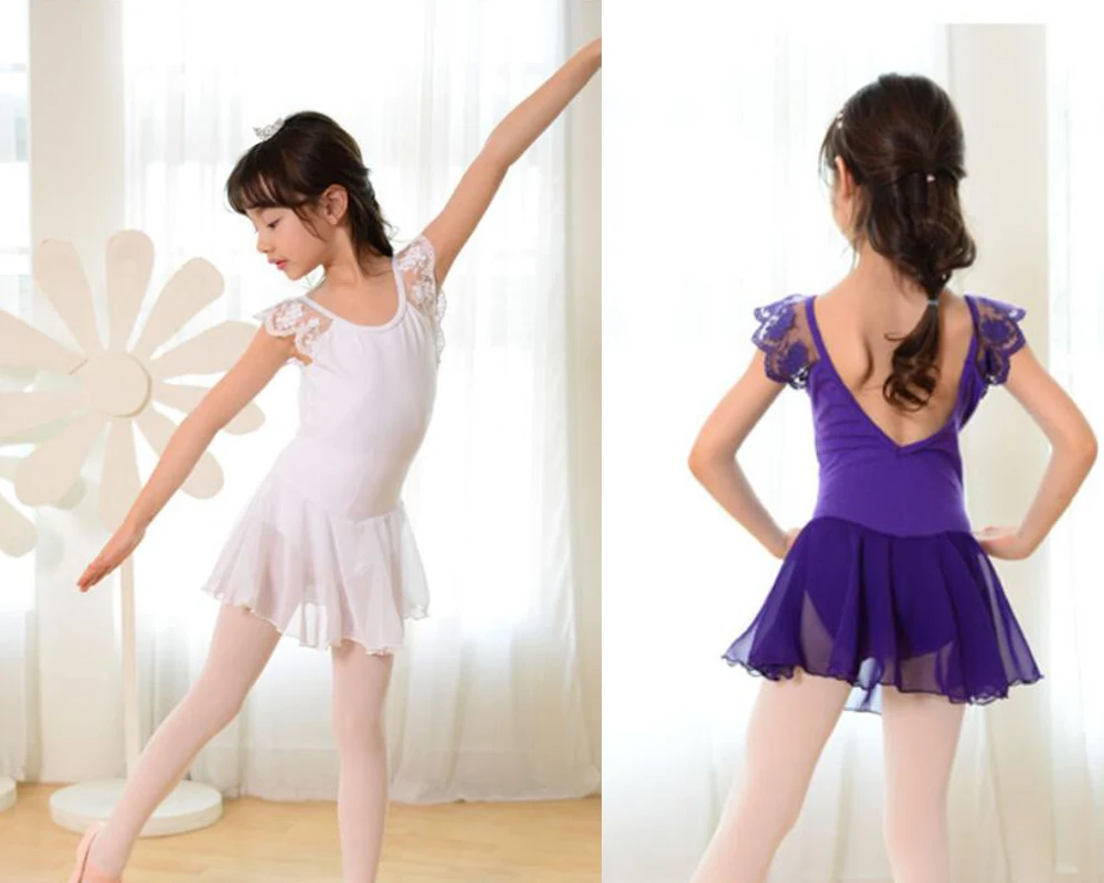 Gymnastics Leotard for girl Black Cotton Lace Ballet Clothing Dance