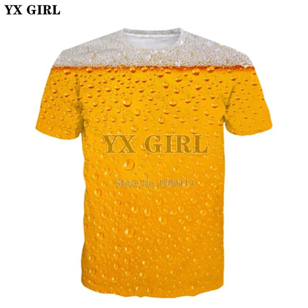 Yx فتاة البيرة رجل/إمرأة 3d طباعة بلايز الصيف القمم تيز الأزياء 3d القمصان