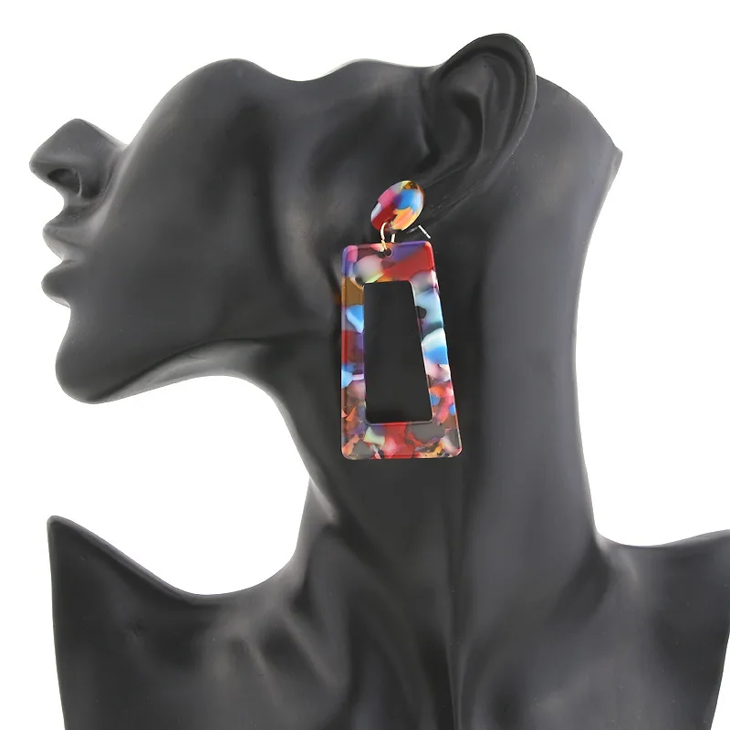 

Fashion Jewelry Acrylic Dangle Earrings For Women Leopard print Geometry Big square Earrings Acetate Brincos gift