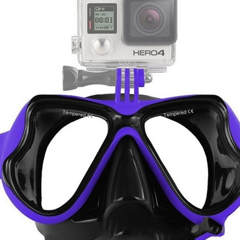 

Adult Swimming Tempered Glass Goggles Professional Underwater Sport Blue Red Camera Diving Mask for Go Pro HERO4 HERO 3+ Hero 3