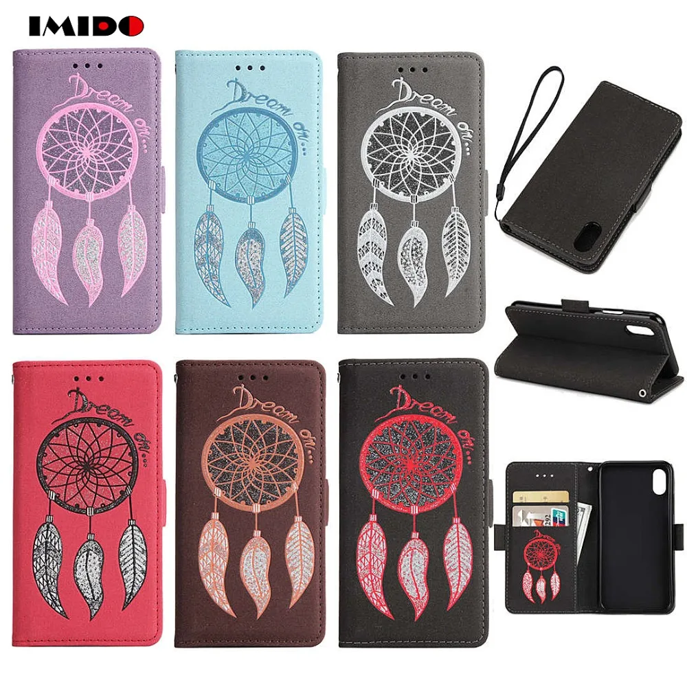IMIDO Флип кожаный чехол для телефона iPhone XS MAX Grand Glitter Wind Chimes кошелек карта 7 8 6 S Plus Coque