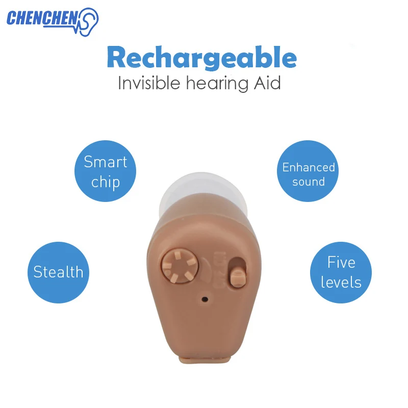 

Rechargeable Hearing AID with EU/US Plug Charger Volume Adjustable Mini Invisible Hearing AIDS Amplifier CIC Audiphone Ear Care