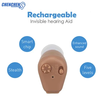 

Rechargeable Hearing AID with EU/US Plug Charger Volume Adjustable Mini Invisible Hearing AIDS Amplifier CIC Audiphone Ear Care