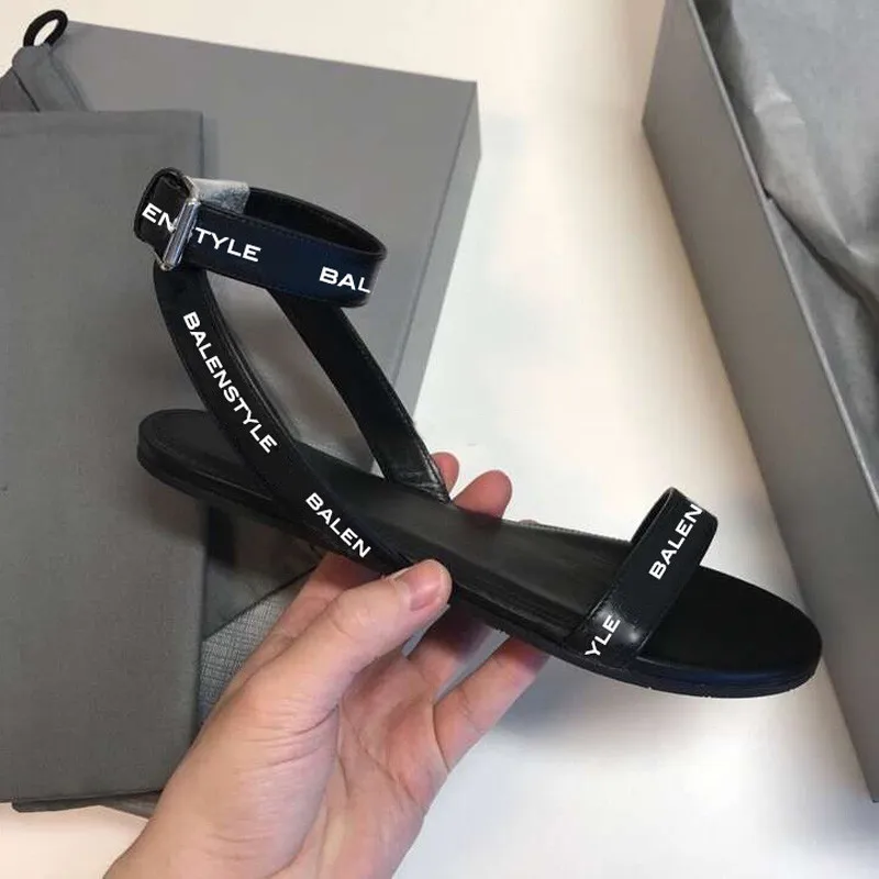 

New Style Women Shoes Flat Sandals Black Soft Leather Ankle Wrap Buckle Slingbacks Gladiator Sandals Casual Shoes Woman Outdoor