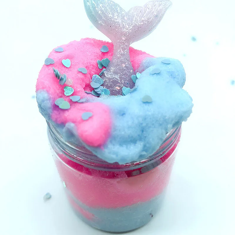 

Beautiful Cloud Slime Crystal Mermaid Modeling Clay Safe Fluffy Floam Slime Scented Stress Relief No Borax Slime Toys soft clay