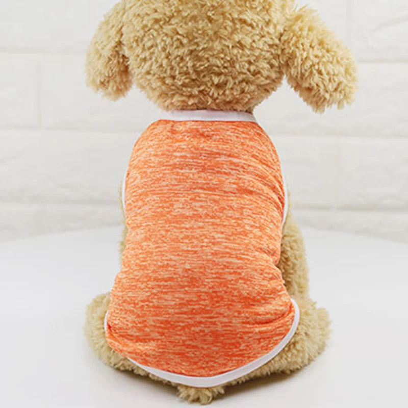 Летний однотонный жилет для собак Футболка Одежда для домашних животных маленькие собачки Чихуахуа Йоркширский наряд дышащая одежда для щенков и кошек футболки - Цвет: Orange