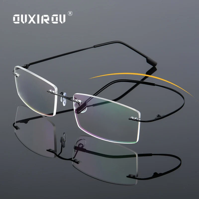 

Lightweight Rimless Glasses Frame Memory Titanium Eyeglasses Women Men square Myopia Optical Glasses Frames Oculos De Grau s858