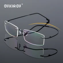 Lightweight Rimless Glasses Frame Memory Titanium Eyeglasses Women Men square Myopia Optical Glasses Frames Oculos De Grau s858 ee women titanium eyewear frames round frame glasses titanium frame optical glasses oculos de grau clear eyeglasses
