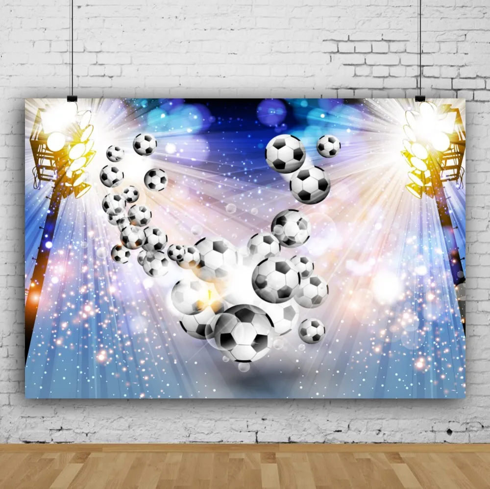 Laeacco Footballs Microphone Light Bokeh Baby Children Photography Background Customized Photographic Backdrops For Photo Studio