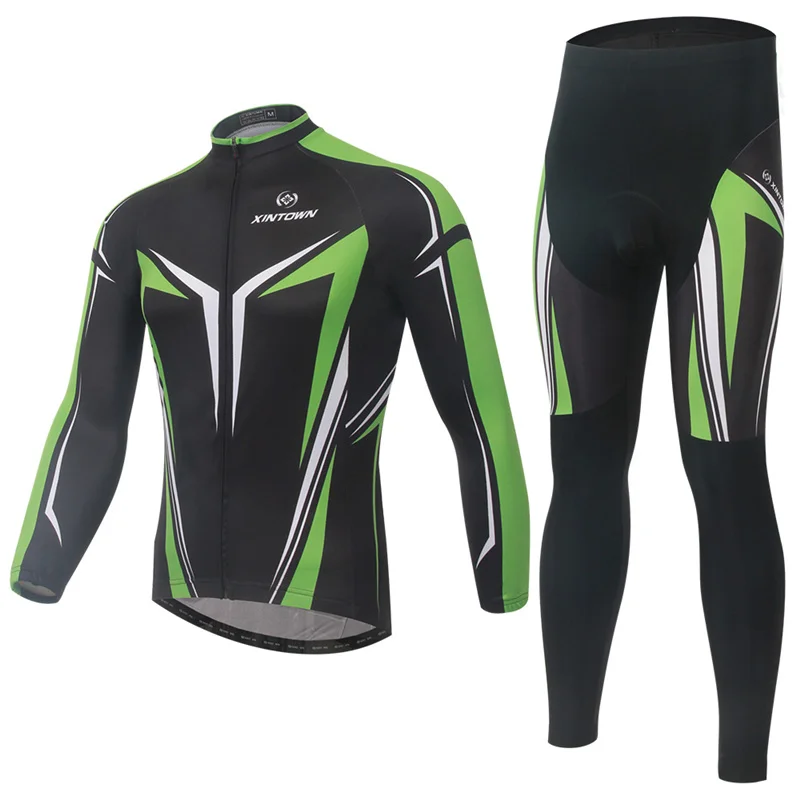 

XINTOWN Unisex Cycling Clothing Sets Polyerter Jacket+Trousers Exercise Cycling Set Short/Long Sleeve Absorption Sweat Underwear