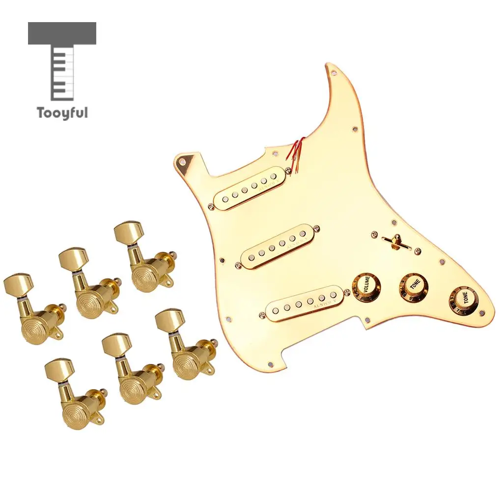 Mirror Surface Prewired SSS Pickguard Pickups+6R Sealed Gear Tuning Pegs Tuners Machine Heads for Strat ST Electric Guitar