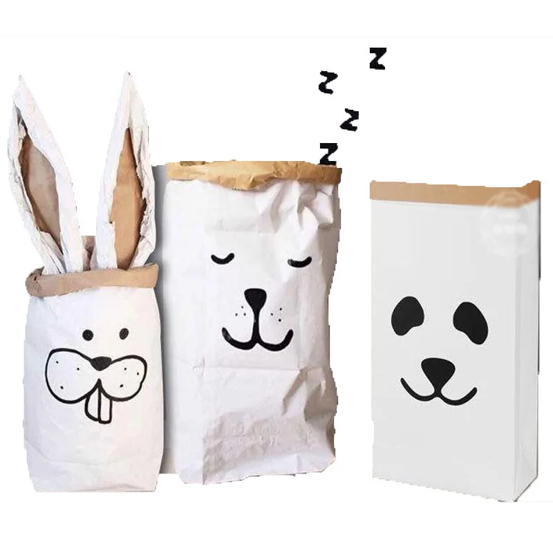 

Environmental Protection Kraft Paper Cartoon Folding Storage Bin Baby Toy Storage Box Baby Toy Bucket Child Large Storage Basket