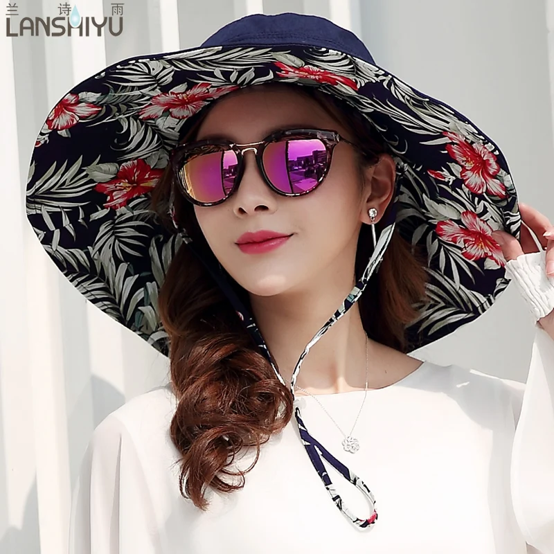 Summer large brim beach sun hats for women UV protection women caps hat