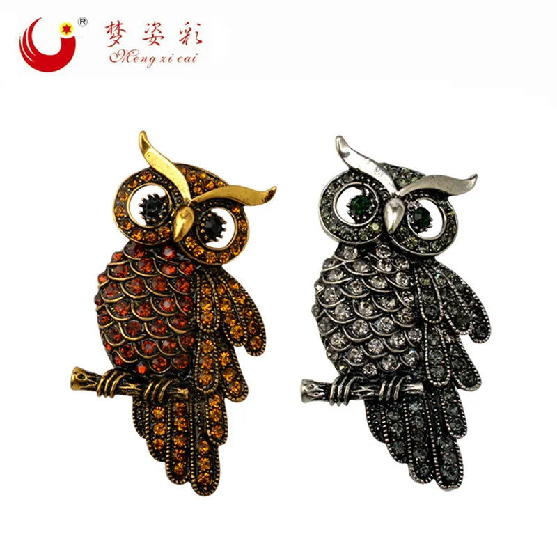 

2019 New Grace Owl Brooches Pins Female Crystal Strass Brosh Brosche Mujer Collar Badge Suit Lapel Pin Femme Joyeria Trinket