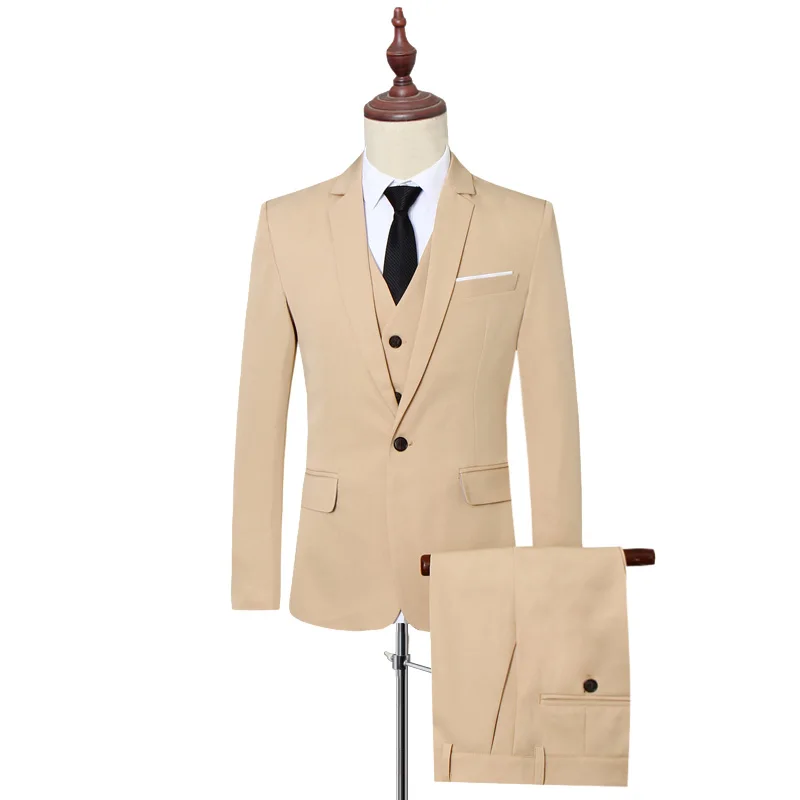 Classic Formal Dress Men Suit Jackets + Vest + Pants Fashion Leisure Mens 3 Piece Suit Size S-6XL Wedding Suits for Man Black Classic Formal Dress Men Suit Jackets + Vest + Pants Fashion Leisure Mens 3 Piece Suit Size S-6XL Wedding Suits for Man Black