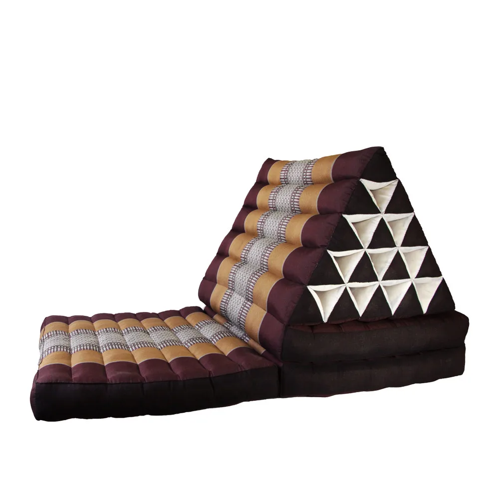 Thai Kapok Triangle Recliner Cushion ~ Green Burgundy – Collumino