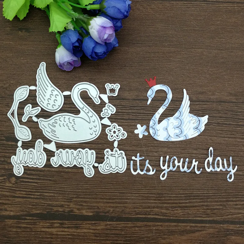 Корона Лебедь буквы металла резки штампы для DIY Скрапбукинг альбом бумажные